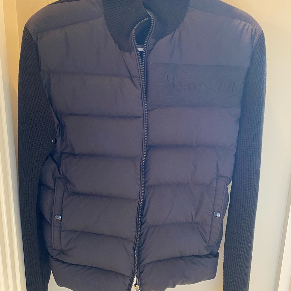 Moncler Mens Black Tricoat Padded Cardigan